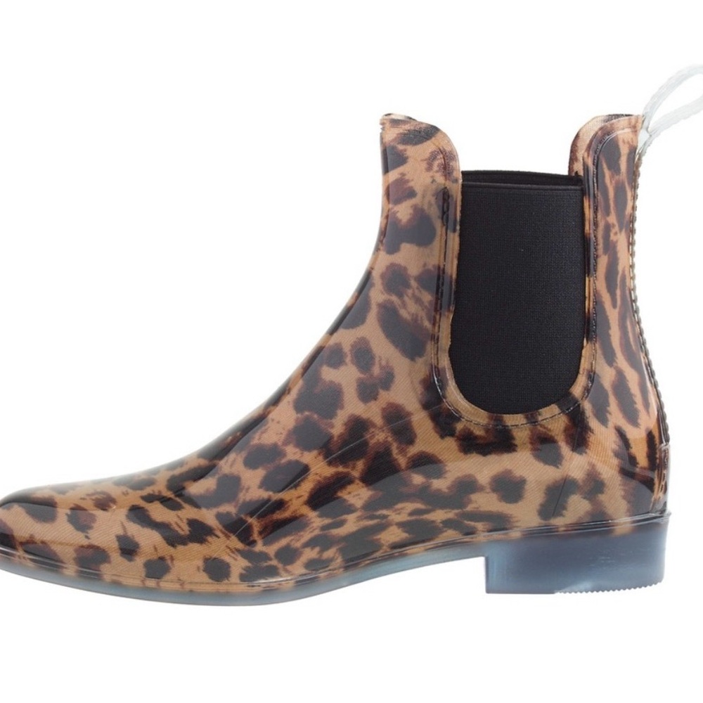 J. Crew Brown Leopard Chelsea Rain Boots